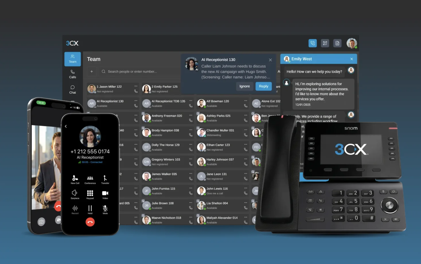 3CX VoIP-Telefonanlage, gehostet in der Schweiz mit vollem Funktionsumfang