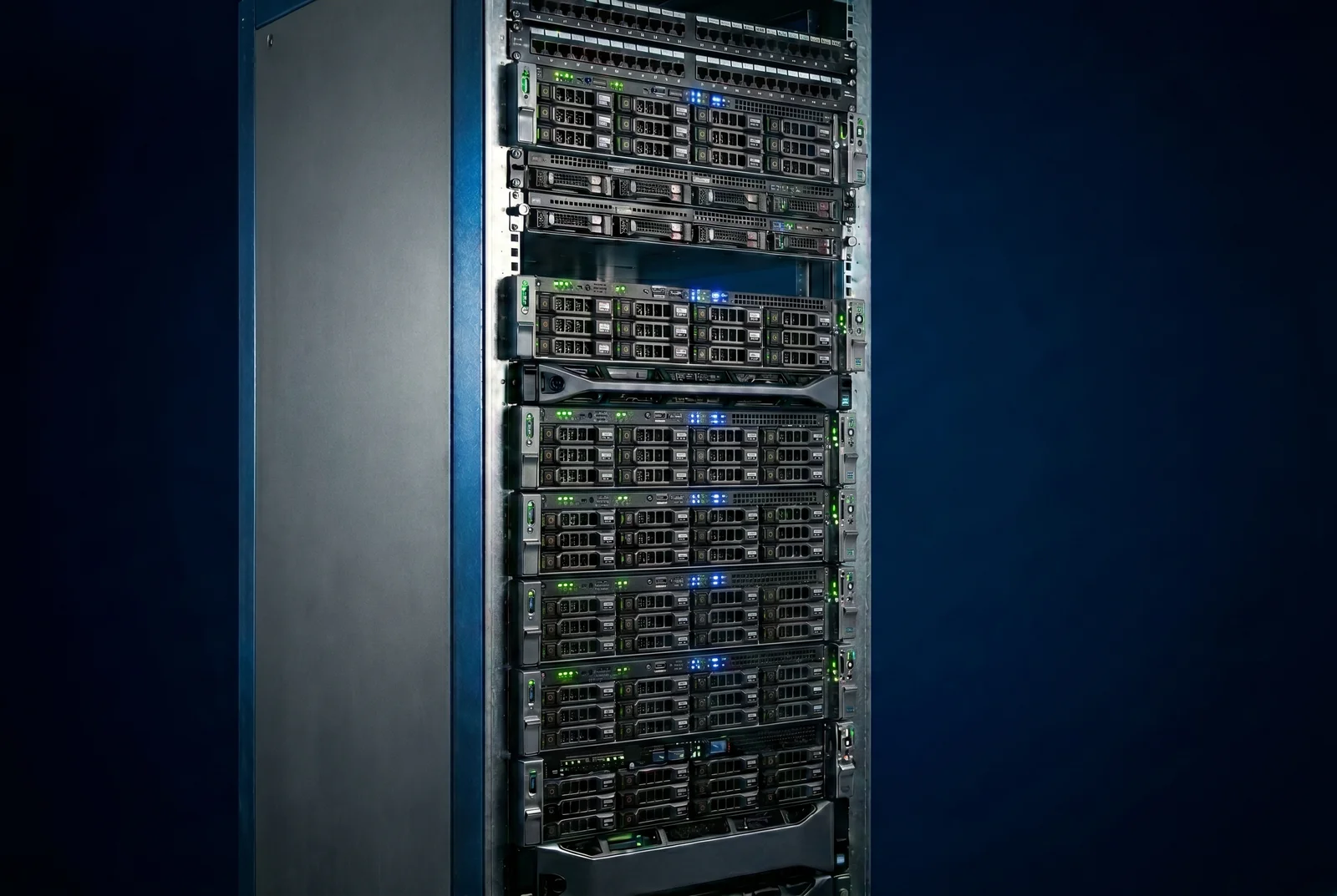 Dalco server rack with multiple nodes, symbolic of configurable on-premises servers at ClearMedia