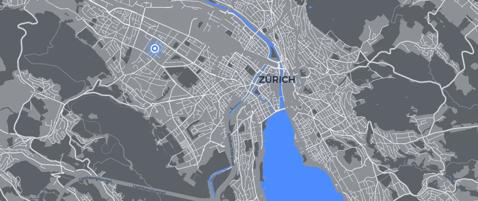 Map of Zurich showing the location of ClearMedia AG at Flüelastrasse 27