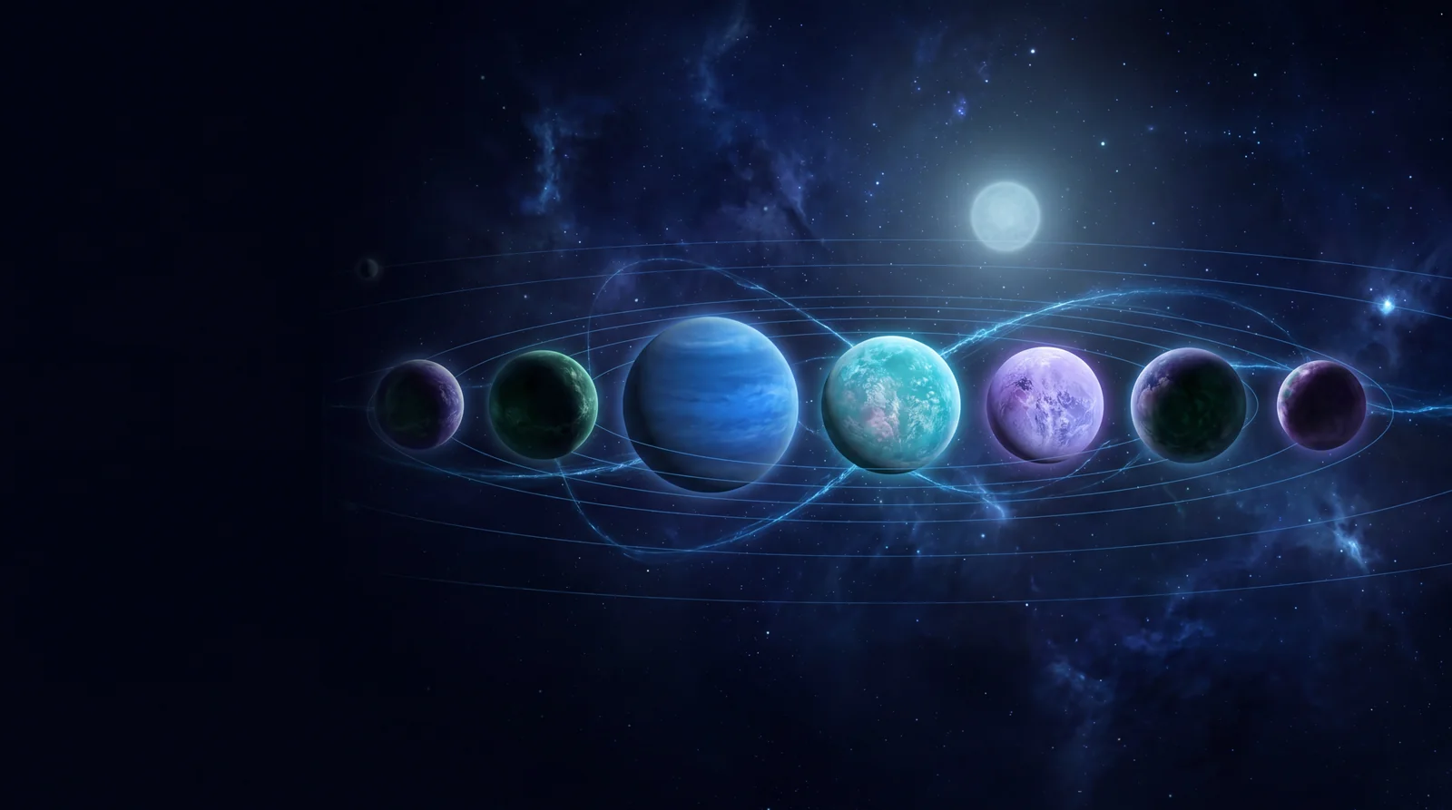 Planets in formation connected, symbolic of the ClearMedia technology partner network