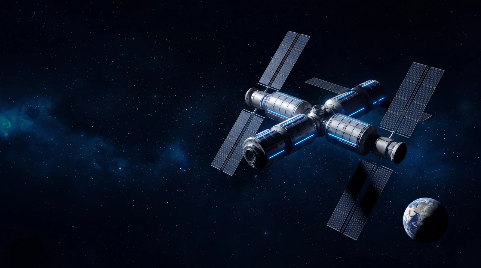 Orbital space station, symbolic of ClearMedia's dedicated Private Cloud